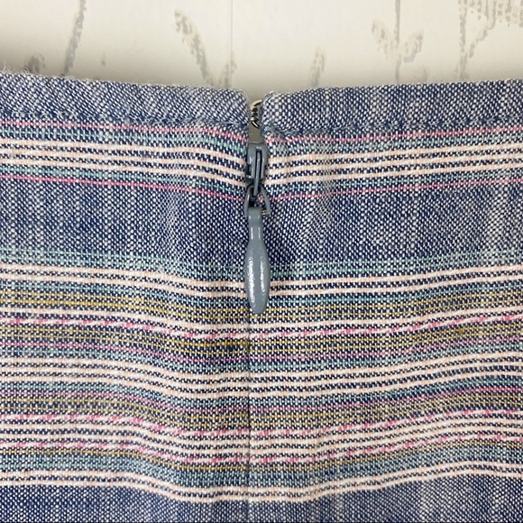 TALBOTS Sleeveless Cotton Stripe Split neck Sheath Dress 6 Blue Pockets - Picture 8 of 13